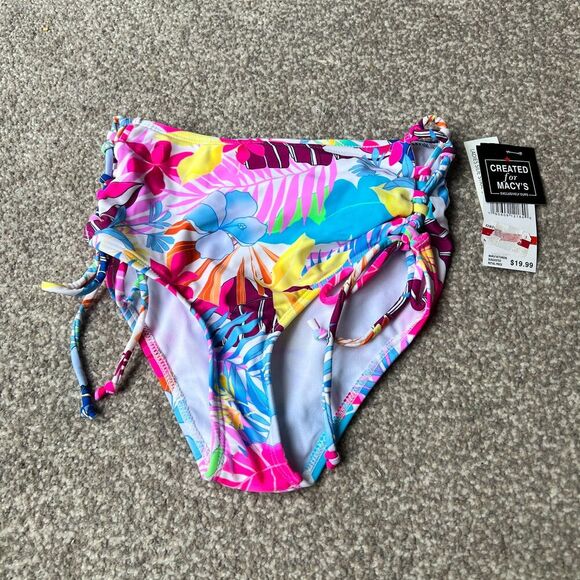 California Waves Swim sz XS X-Small Colorful Print High Waist Bottoms - Picture 2 of 8